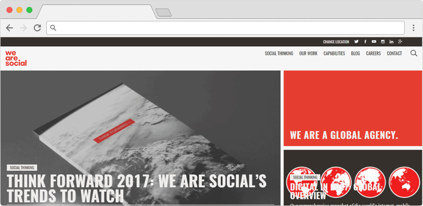 We Are Social homepage branding