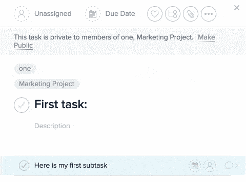 Set the due date and time in Asana