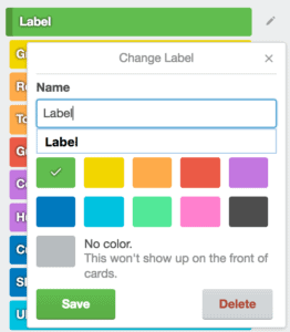 color code label in trello
