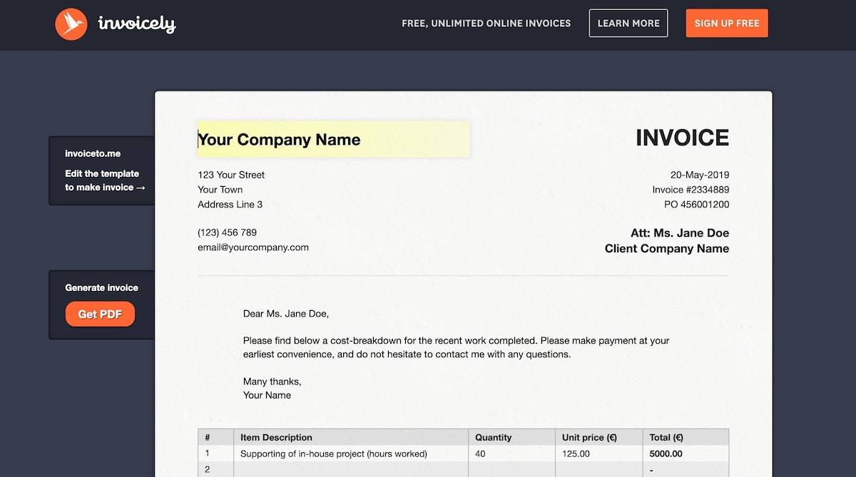 invoicely free invoice tool