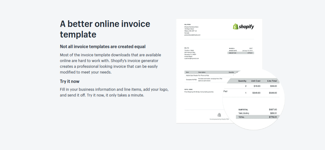 shopify invoice emplate