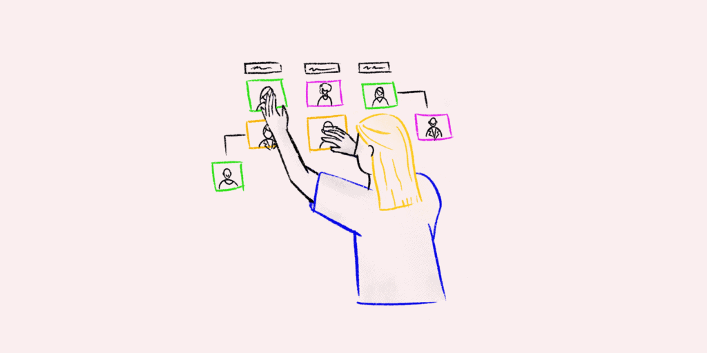A sketch of a PM planning her project management organizational structure