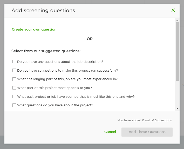 Upwork screening questions
