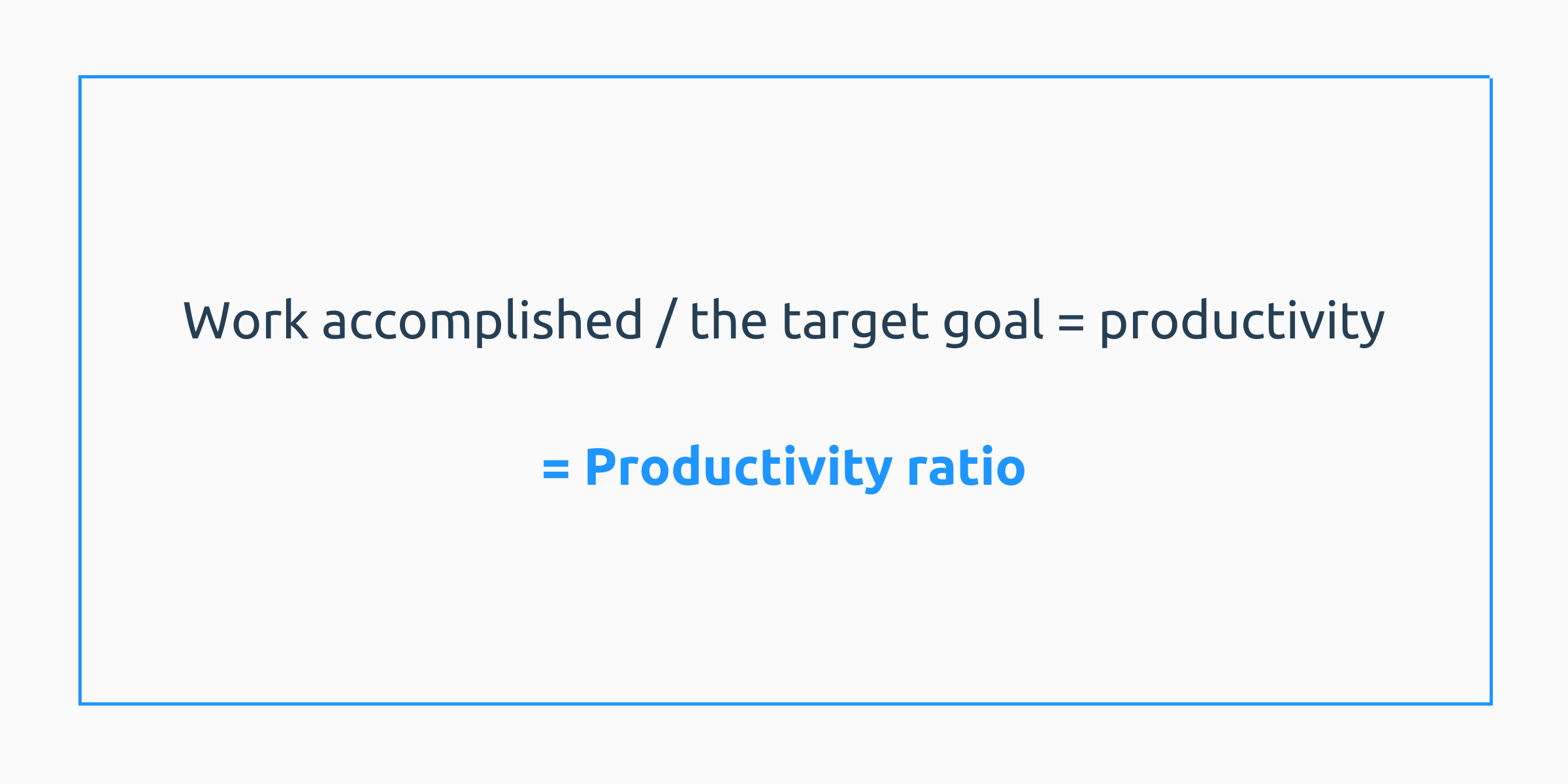 The productivity ratio is: 

Work accomplished / the target goal = productivity